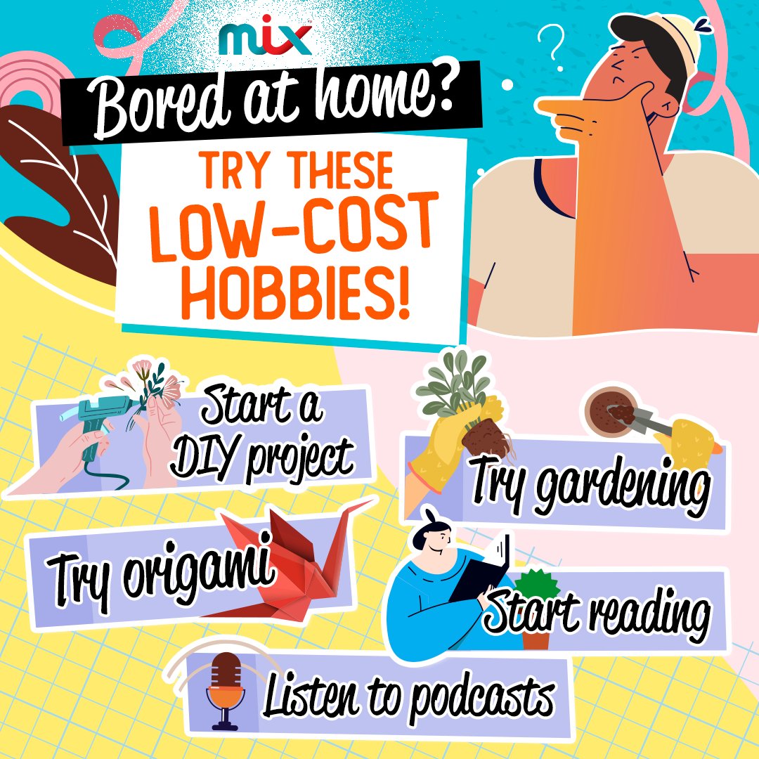 mixdotmy's tweet image. If you're bored at home during the #FMCO, try these hobbies! Or have you started doing something already?