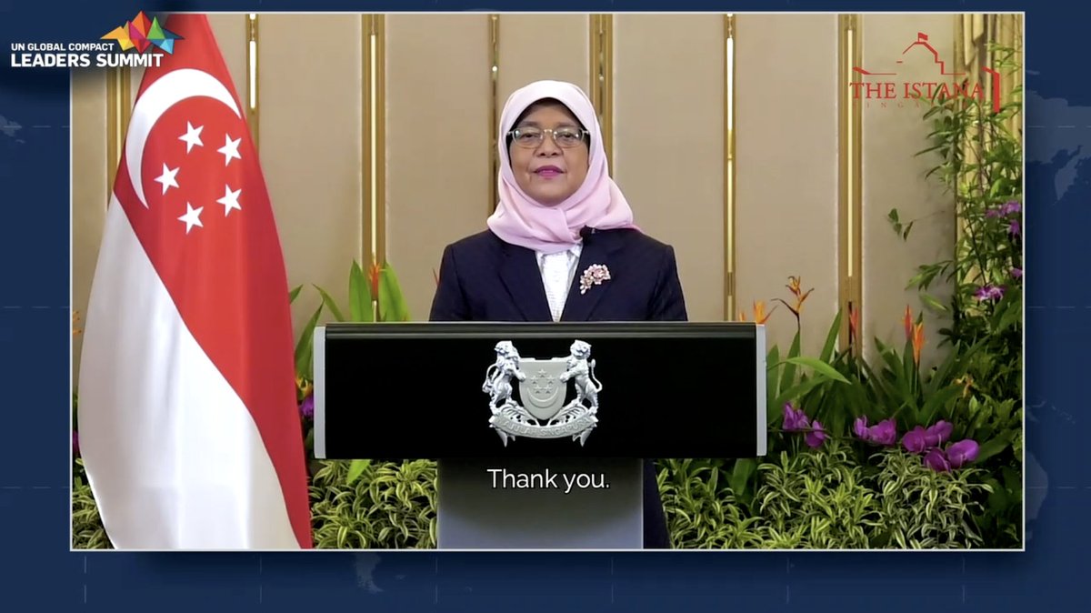 Screenshot of Madam Halimah Jacob, President of the Republic of Singapore.