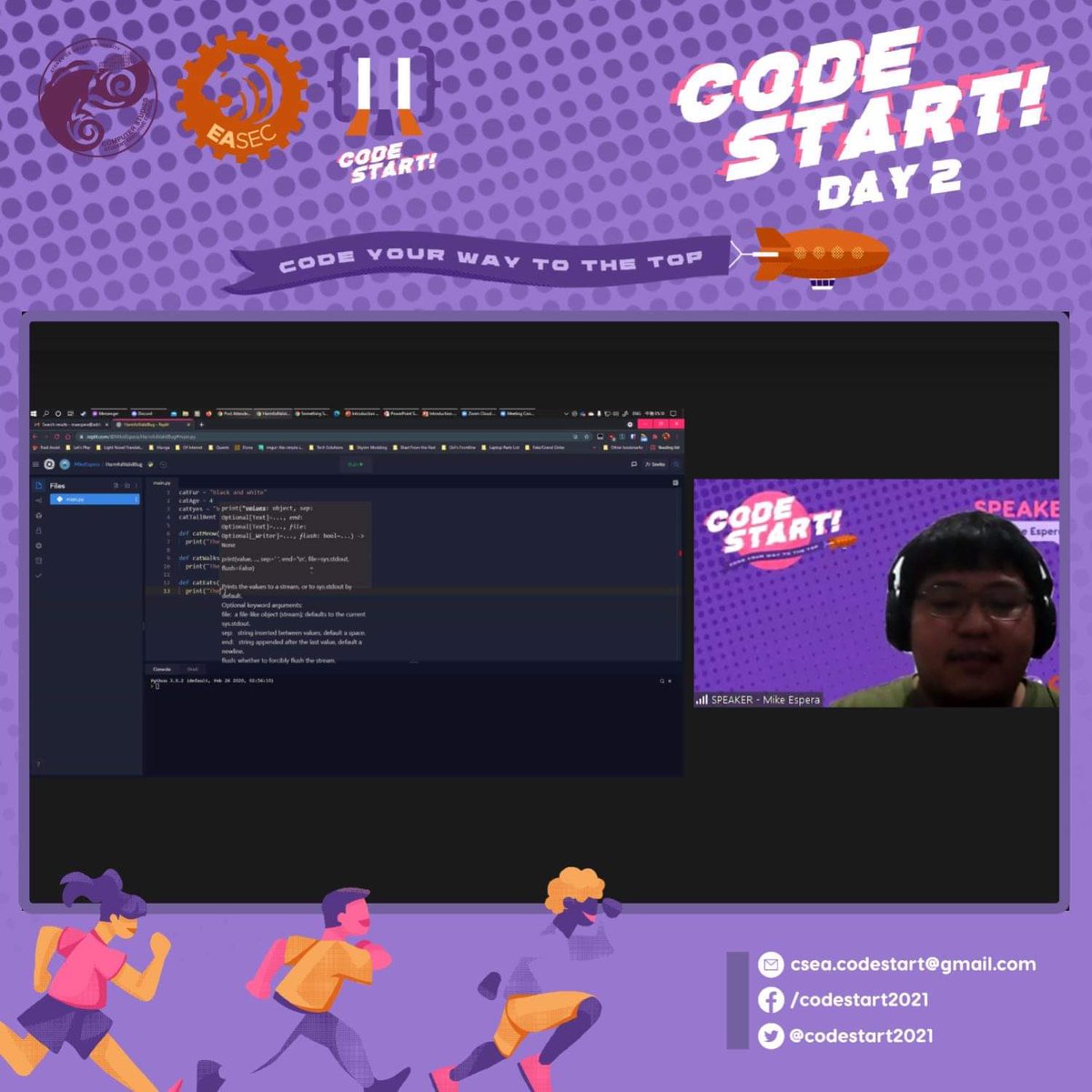 codestart2021's tweet image. And that's for the Day 2 of CodeStart! 2021 💜🧡
Here is the photo opportunity we've had lately, adventurous players! Take a look at your lovely and cute faces. 📸✨
Please be present tomorrow to seize the fun, engaging, and exciting learnings.💡
Kita-kits bukas, players! 👨🏻💻🤩