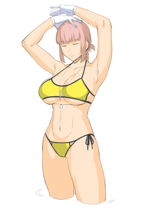 夏に向けて決めポーズの練習をしている婦長 