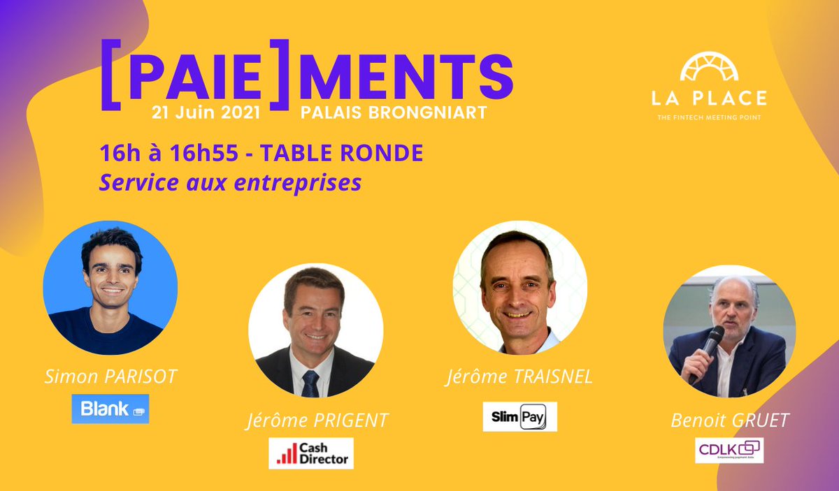 [EVENT] Retrouvez <a href="/BenoitGruet/">BenoitGruet</a>, CEO de CDLK, lors de l’événement [PAIE]MENTS organisé le 21 juin par <a href="/LaPlaceFintech/">La Place Fintech | DeFi</a> 

📆 Table ronde à 16h sur les services aux Commerçants &amp; SME’s avec @GetBlankApp <a href="/CashDirectorSA/">CashDirector</a> <a href="/SlimPay_FR/">SlimPay_FR</a> modérée par @MungKiatMC

👉  bit.ly/PAIEMENTS