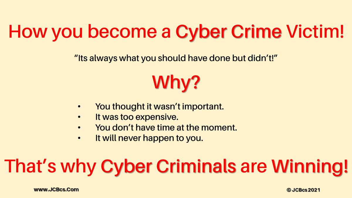 During the #Covid19 Pandemic the growth of the "Business that is #CyberCrime" has been immense!
WHY? 
We continue to let it grow through passiveness, lethargy &amp; ineffectual actions to protect ourselves, this needs to change!
<a href="/FSB_NI/">FSB Northern Ireland</a> <a href="/BelfastHourNI/">#BelfastHour</a> #dataprotection #cybersecurity
