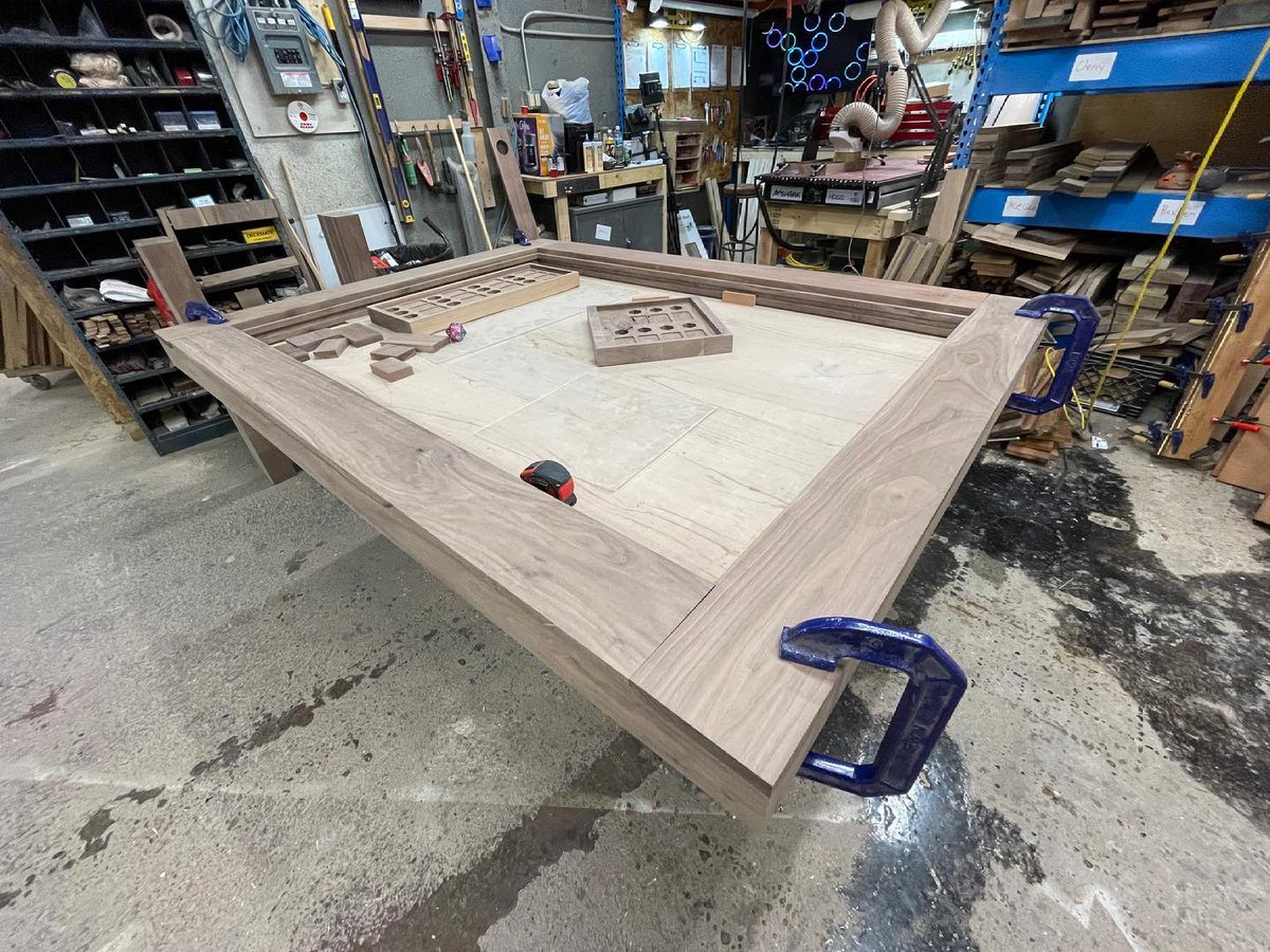 Table coming along, during the too rails getting ready for the cnc of the cup holders tonight. 
.
.
#boardgamegeek #tabletopgame #geek #gaming #gloomhaven #dnd #minis #dice #dnd5e #pathfinder #boardgame #goblinhive #tabletoptravelingtray #ttrpg #tabletop #nerd #rpg #norsefoundry