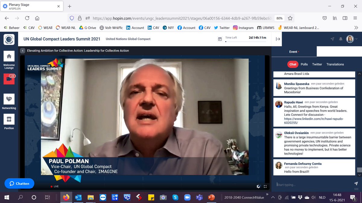 olettebollen's tweet photo. 'We are still leaving to many people behind', @PaulPolman at @globalcompact #LeadersSummit .

#BuildBackBetter #wellbeingeconomy #WEAll #WEAllNL #SDGNederland #SDG17 #partnerships #collaboration #leadership #nfforum #voltnederland #volteuropa #bethechange #connect4value https://t.co/OzJlnDIJwt