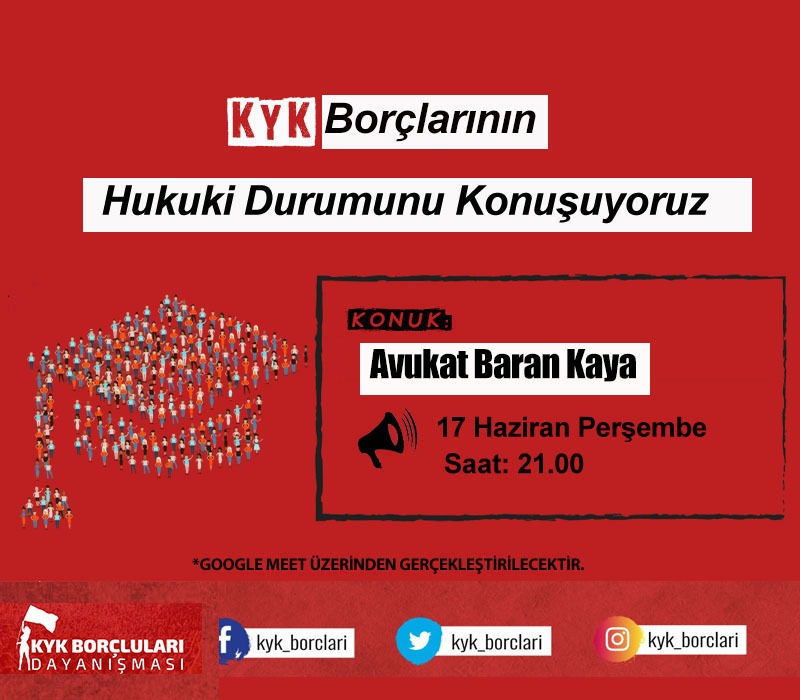 kyk_borclari's tweet photo. KYK borçlarına uygulanan faizlere karşı açtığı davayı kazanan Avukat Baran Kaya(@barankaya) ile KYK kredi borçlarının hukuki durumunu konuşacağız. 
Söyleşi linki Whatsapp ve Telegram gruplarımızda paylaşılacak.

Sorularınızı linkten bize iletebilirsiniz👇
https://t.co/sbBhDK8vwm https://t.co/G15Y8aSLKL