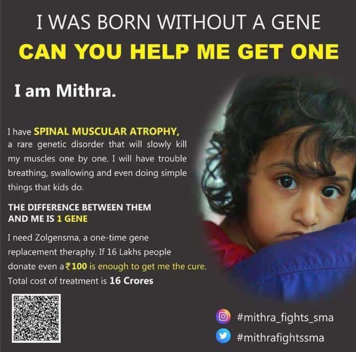 prakashKVhere's tweet photo. Hello Sir, We are raising funds for my friends daughter,KS Mithrra who is suffering from Spinal muscular atrophy (SMA).Total amount required for the treatment is Rs.16 Crores is required to pay for all the medical expenses @SonuSood @MithraSma #mithrafightssma @SoodFoundation https://t.co/TbVAEQ1ddE