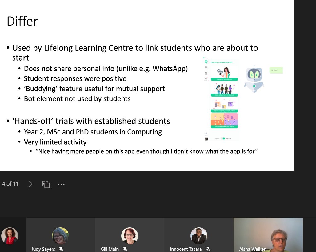 icyleeds's tweet photo. Navigating the world of #edubots with Noorhan Abbas, Thomas Pickard, Eric Atwell &amp; our very own @aishawalker from @Education_Leeds. Can chatbots support students in their learning &amp; how? Highly important work in terms of #DigitalTransformation to follow-up https://t.co/xnIwESVIOl https://t.co/vJKUnMLBjI