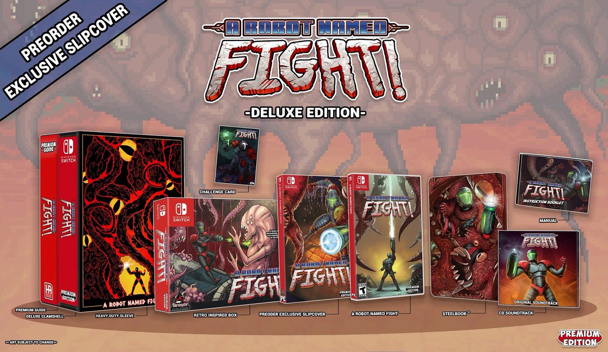 Happy <a href="/PremiumEdition1/">Premium Edition Games</a> Pre-Order Day! It's honestly an honor to have our Demon's Tier+ and <a href="/RobotNamedFight/">A Robot Named Fight!</a> Switch physical releases go up for pre-order later today at 5 PM Eastern Time! 

Will you be grabbing our 3rd and 4th releases?

premiumeditiongames.com 

@matt_bitner