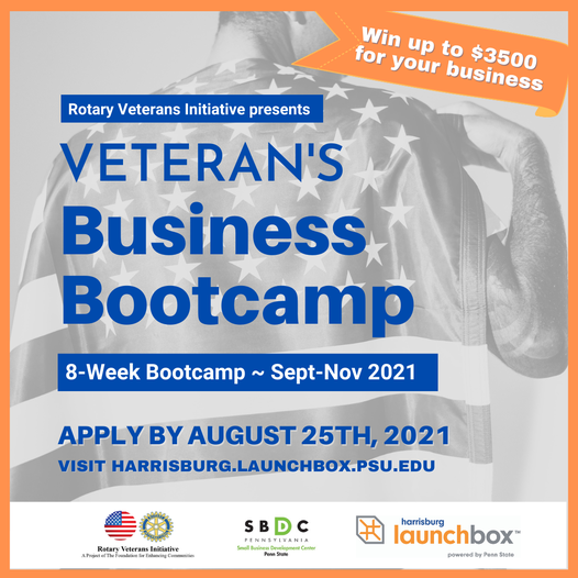 Are you a veteran with a startup or business idea? Apply to Veteran's Business Bootcamp by August 25th to get the structure and support to build your business plan and get a chance to win up to $3500 in funding!  
🖊️harrisburg.launchbox.psu.edu/veterans-busin…