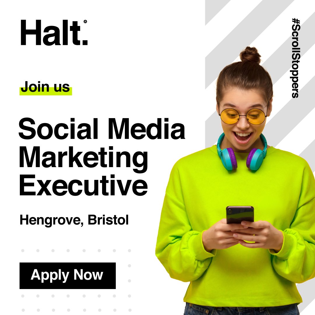 HaltAgency's tweet photo. 🚨WE’RE HIRING AGAIN🚨
Due to continued growth, @HaltAgency are looking for an Social Media Marketing Executive to join our growing team located at our new studios at @FilwoodGreen Bristol. 

Job Details can be viewed here: https://t.co/nL754L2287 https://t.co/DwNbTjYWcx