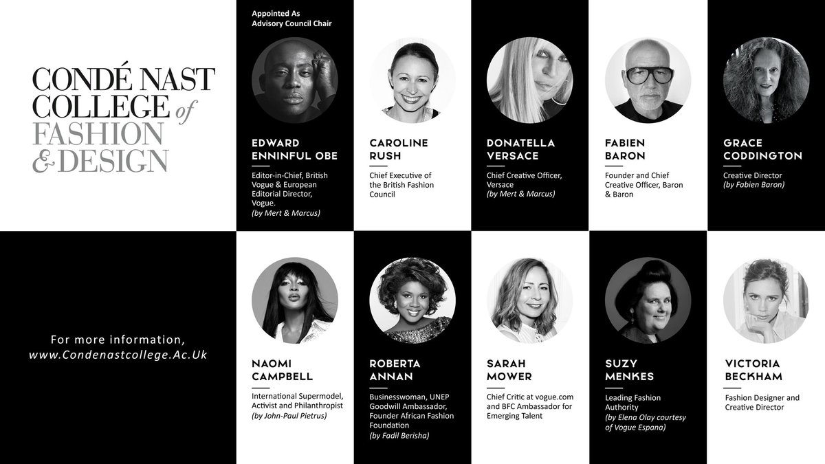 AfricanFashFndn's tweet photo. A huge congratulations to our very own @robertaannan on being appointed to the Advisory Council of @CNCollege . She will be serving alongside @Edward_Enninful, @NaomiCampbell, #SarahMower, #CarolineRush, #DonatellaVersace, #FabienBaron, @TheSuzyMenkes, #GraceCoddington https://t.co/zyf5Qu0fHO