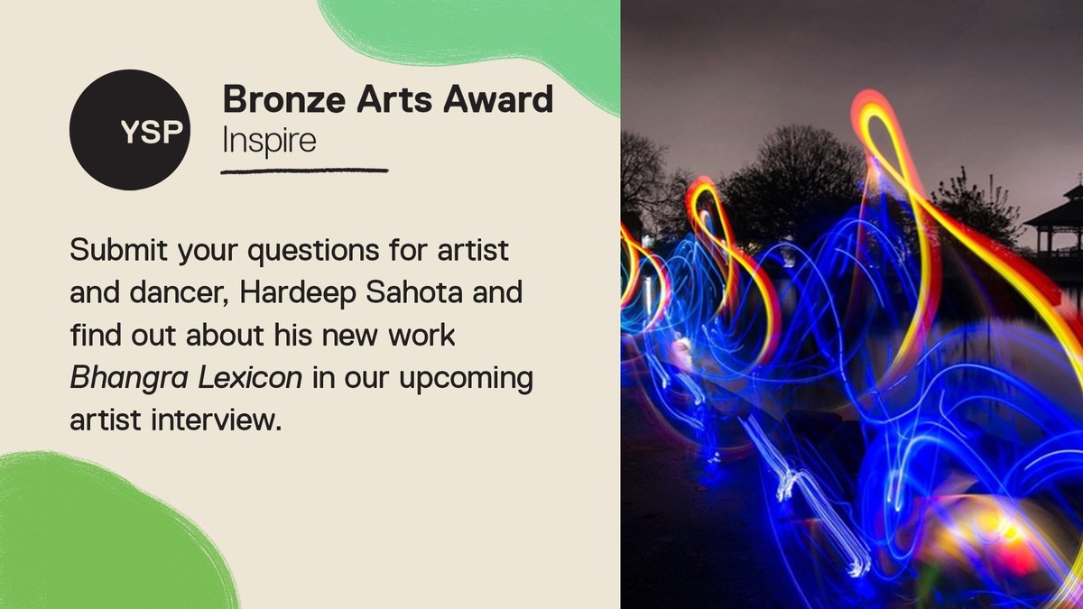 YSPsculpture's tweet photo. Calling all young people working towards their Bronze Arts Award.⁠
⁠
To support you with Part C: Arts Inspiration, we’re hosting an interview with artist and dancer Hardeep Sahota. https://t.co/DVgqGKotPQ