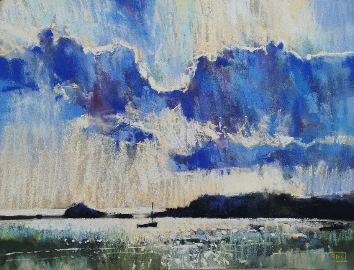 Into the light, pastel on card, 19.5 x 15.5 inches.