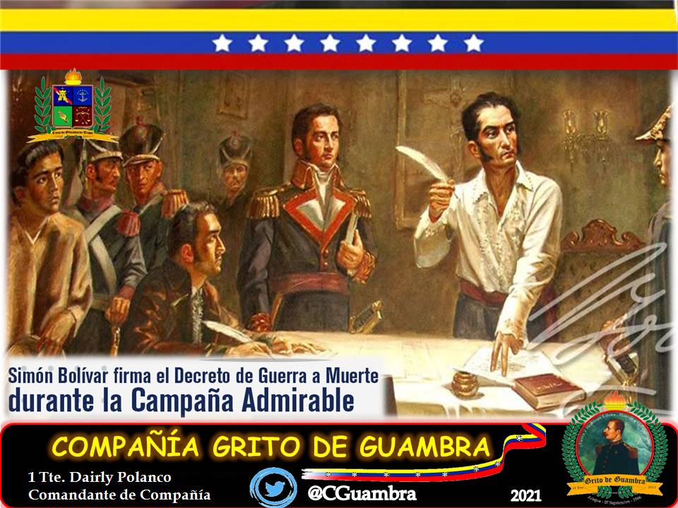 #EFEMÉRIDES #15Jun hace 208 años, El Libertador Simón Bolívar firmó en Trujillo el Decreto de Guerra a Muerte durante la Campaña Admirable, documento que representó la fuerza y la determinación de un pueblo para conseguir la libertad. #RutaBicentenariaCarabobo #FANB