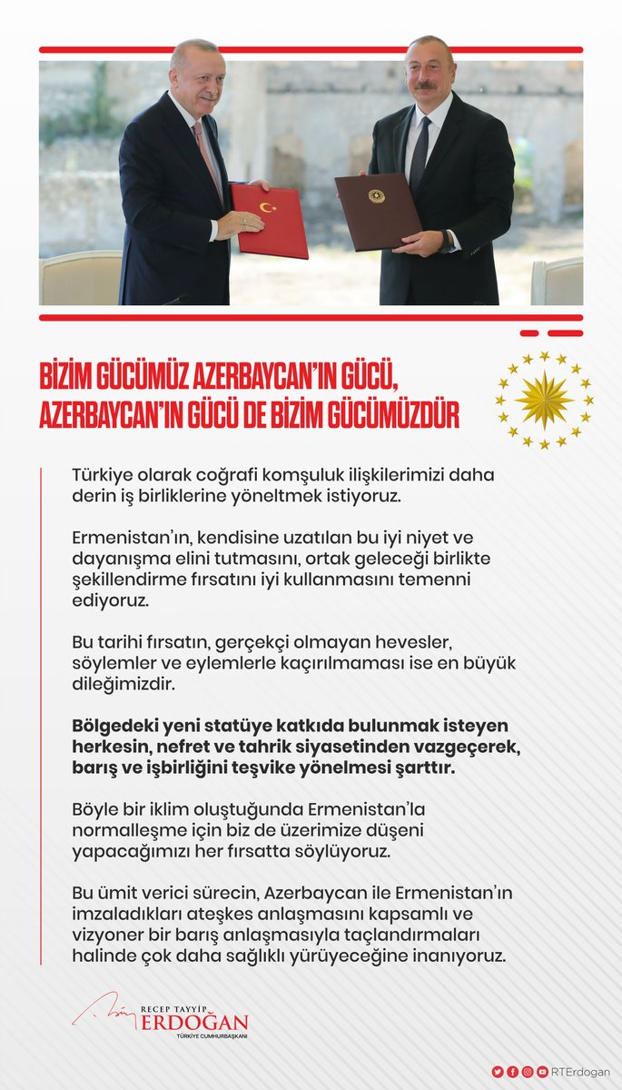 Bizim gücümüz Azerbaycan’ın gücü, Azerbaycan’ın gücü de bizim gücümüzdür.
