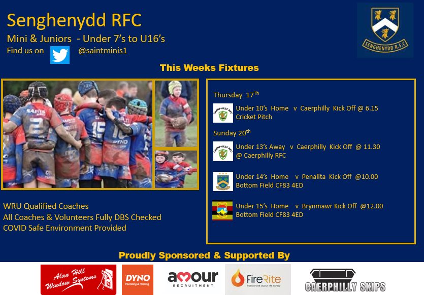 saintsminis1's tweet photo. The wait is over, contact rugby can resume
This week sees the re introduction of small sided contact games for 4 of our age groups πππ
Starting Thursday evening
Come along and support the #futureofthefuture
@PenalltaRugby1 @Caer_m_and_j @feelthemawr @DRA_Community https://t.co/cdmfYHhf3D