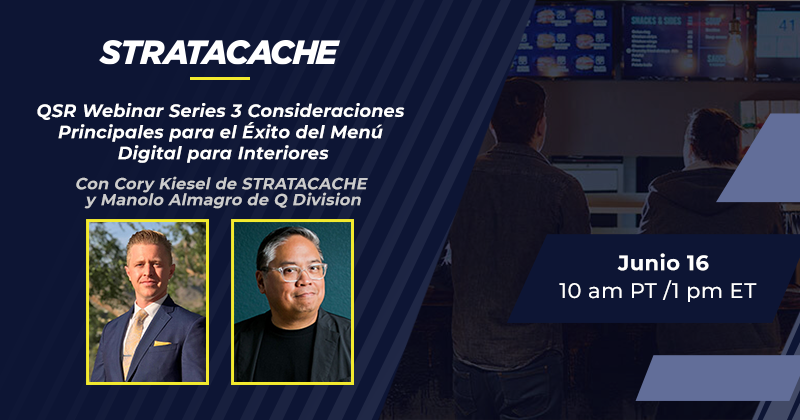 stratacacheLTM's tweet photo. No se pierda mañana la continuación de nuestra serie de #webinar de #QSR a las 1 pm ET. A medida que los restaurantes vuelven a abrir y la visita de los clientes aumenta,  todos los ojos vuelven a estar en los menús digitales. Regístrese: https://t.co/QH3trLTr7w Webinar en inglés https://t.co/AL0vrdXMqy