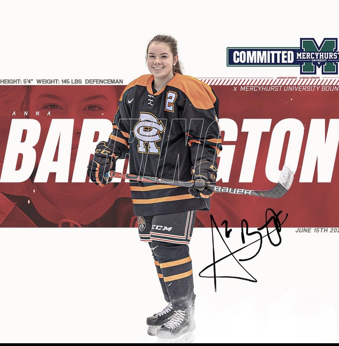 Super excited to announce my commitment to play DI hockey at Mercyhurst University. Thank you to everyone who has supported me in my journey thus far, especially my family, coaches, teammates, and friends. Go Lakers! ☘️