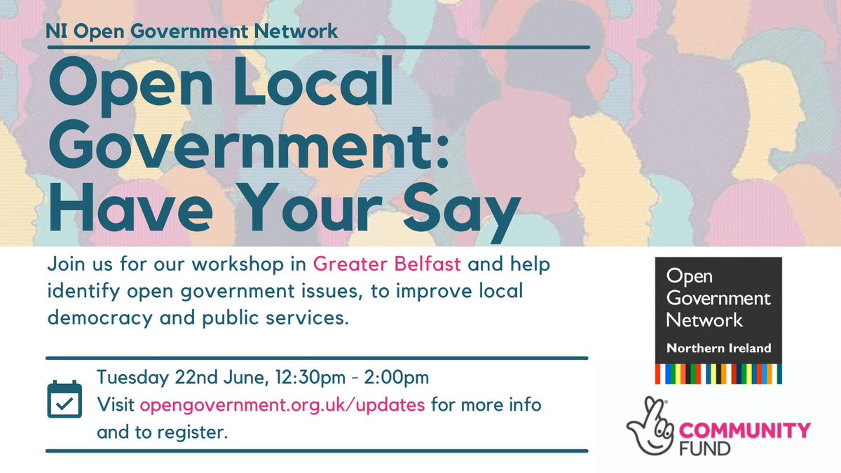 Is there something in your community that would benefit from more information and transparency?

Our first Open Local Government workshop is in Greater Belfast next week, and there is still time to sign up!

More info and tickets: eventbrite.co.uk/e/154689160443
