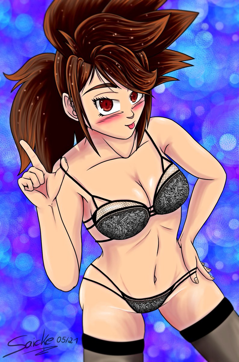 A Fanart trade between <a href="/ho_cbo/">HoCbo |COMMS OPEN|</a> and me! ☺️
I had the honor to draw his OC SunGoku from his fanmanga Dragonball Shippuden! ♥
It is my first time, that I draw a character in sexy lingerie. 😳
And thank you so much for drawing my OC in exchange! 😍