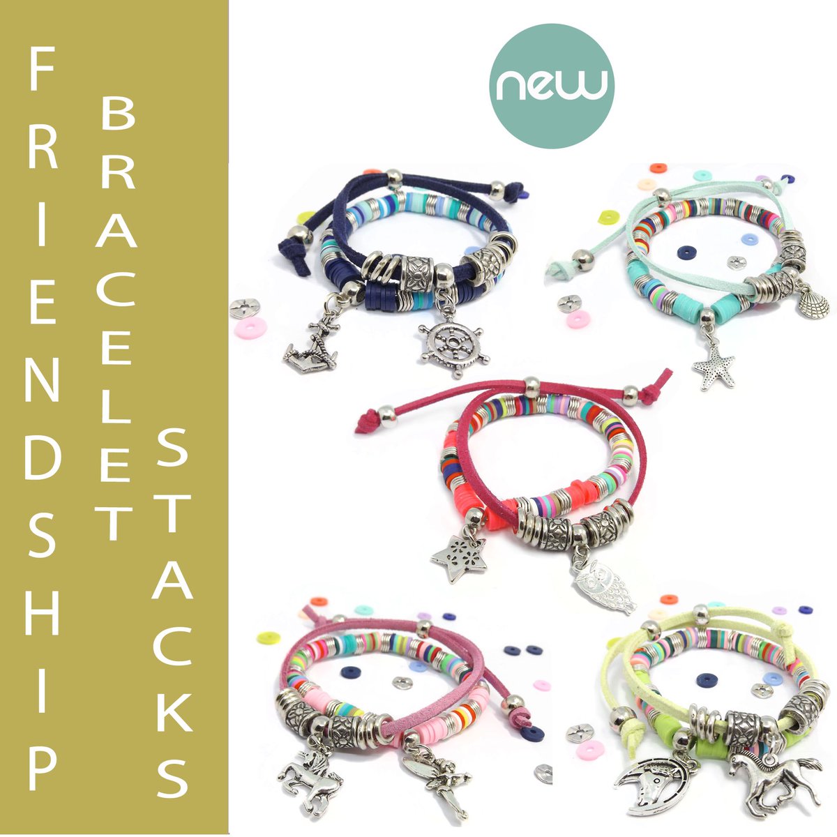 Check out our new range of easy-to-make #jewellerymakingkits. Lightweight and colourful these DIY bracelets are perfect for summer and can be personalised with your name or special word, if desired.