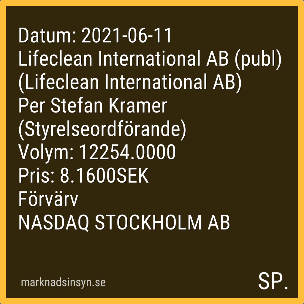 svenroed's tweet photo. Få SMS via https://t.co/NSfGRNbEmz. Datakälla: FI Insynshandel. #lifeclean #SE0014829271 $lclean lifeclean https://t.co/wvhHql8tNa