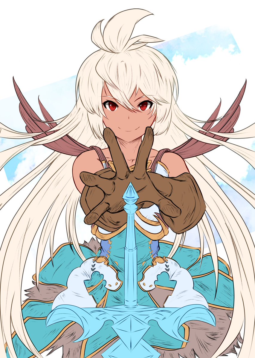 グラブル とりあえず ベースの色塗りと簡単な背景やっと終わったぞー あとは陰影やって終わり ヤコウのイラスト