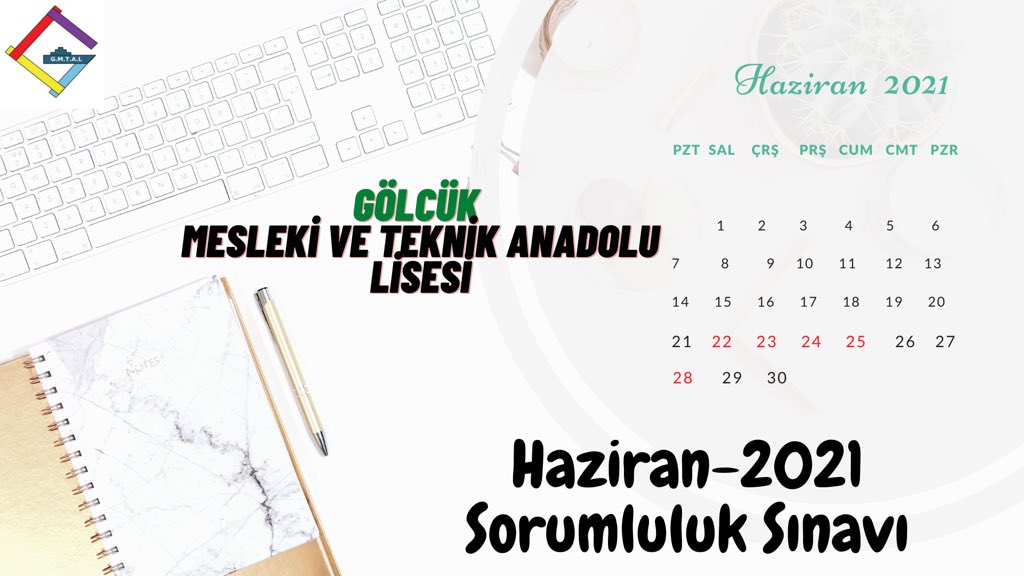 10-11ve 12. sınıf öğrencilerimizin katılacağı Haziran Dönemi Sorumluluk Sınavları 22 Haziran 2021 Salı günü başlayacaktır
 Sınav programı ve sorumlu dersi olan öğrenci listesi okul web sitesinde olup sınava girecek öğrencilerimize şimdiden başarılar dileriz.