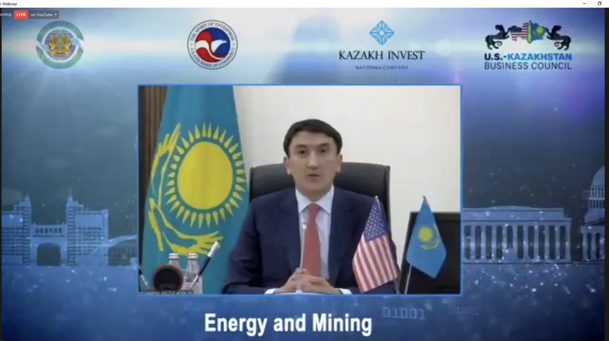KazakhEmbassy's tweet image. .@MirzagalievKZ, Ecology, Geology and Natural Resources Minister:” Based on @OECD standards, Kazakhstan adopted this year the #EcoCode. Fruitful talks with @JohnKerry led to an agreement to establish an environmental C5+1 Working Group”.
#USKZTIF2021