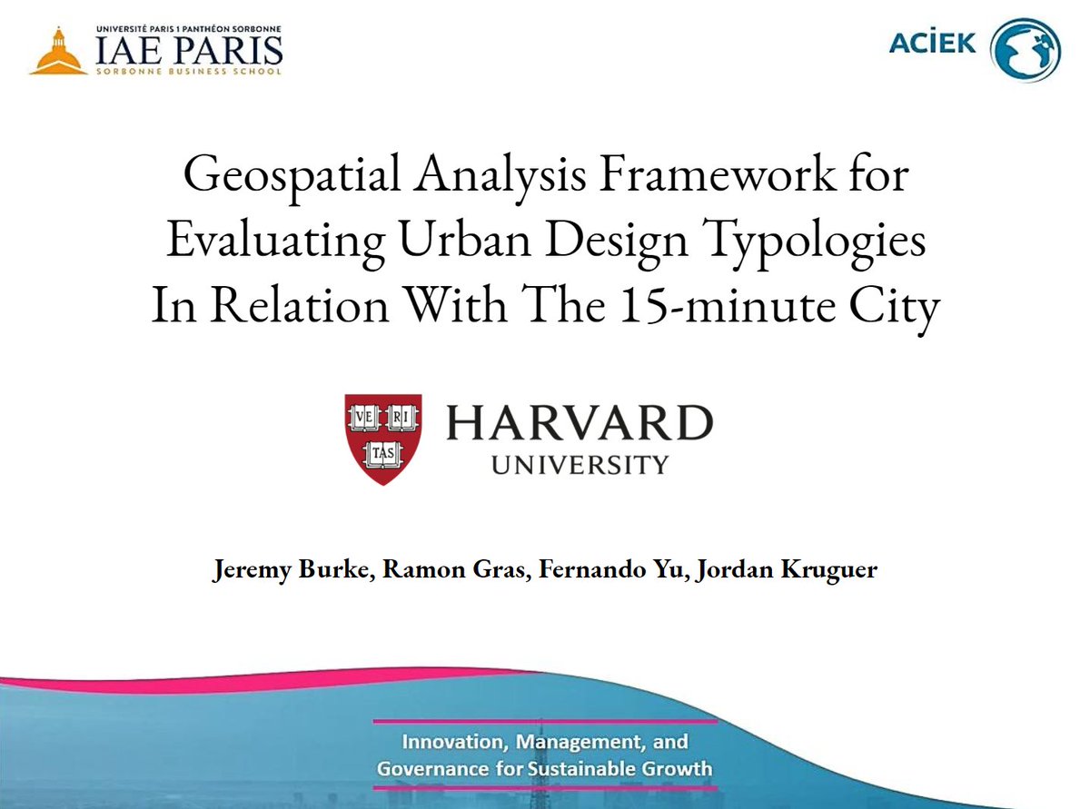 <a href="/AretianUAD/">Aretian | Urban Analytics and Design</a> was invited to present at the <a href="/ACIEKConference/">ACIEK Conference</a> organized with the University of <a href="/SorbonneParis1/">Université Paris 1 Panthéon-Sorbonne</a>. The team will present the results of the research paper “Geospatial Analysis Framework for Evaluating Urban Design Typologies in Relation with the 15-minute City”.