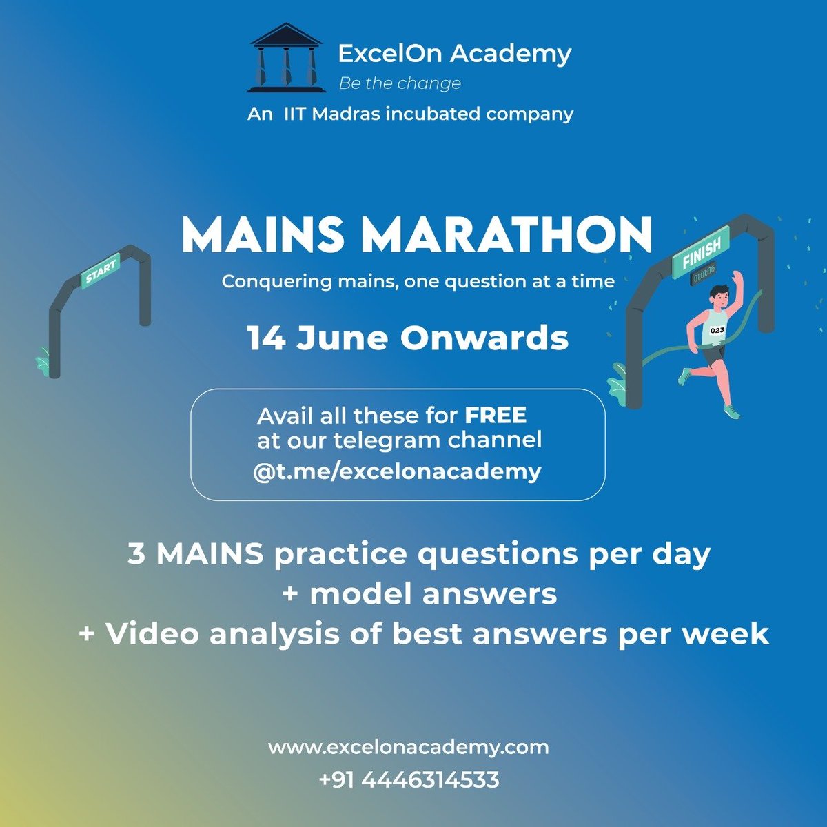 Kick start to your MAINS  answer writing practice. Refine your skills with experts. 3 daily questions along with answers. Video analysis of best answers every weekend.
Join t.me/excelonacademy
#upscaspirants #upscmains