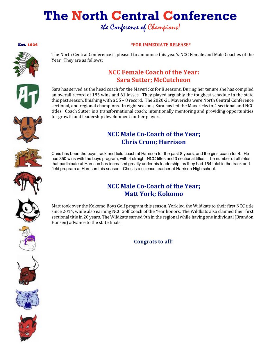 Congrats to our 2020-21 NCC Coach of the Year honorees!