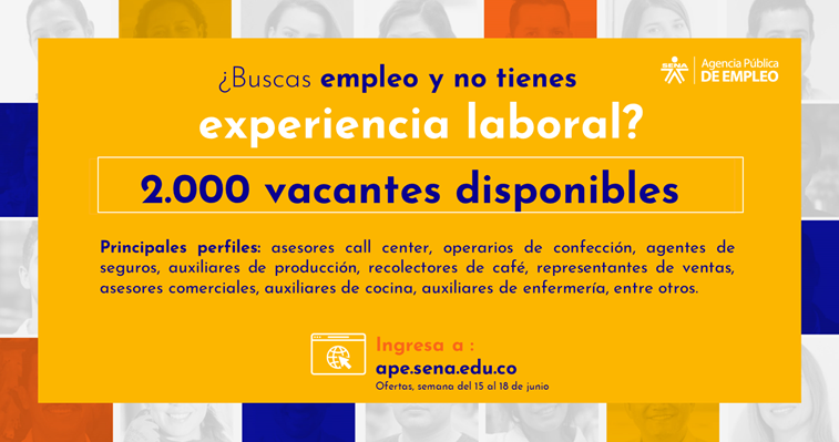 ✌️Creemos en el talento de los jóvenes y creamos oportunidades para su futuro. Si no tienes experiencia laboral, la Agencia Pública de Empleo te ayuda a encontrar empleo.
👩🏻‍💻Ingresa a ape.sena.edu.co y selecciona la opción "Vacantes sin experiencia" y listo.
#SENAEsEmpleo