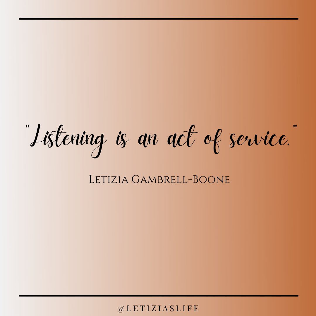 LetiziasLife's tweet photo. Many people speak about what appears to a simple concept -the act of listening. It really is a selfless act. It is a skill that can be developed. It takes work to understand that my only purpose in this conversation is to gain clarity on what the other soul has entrusted me-LL🤍 https://t.co/MkZtG6fsm7