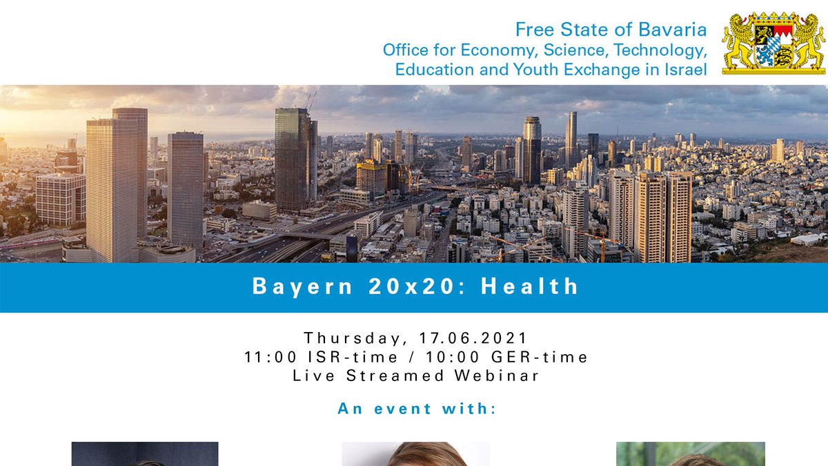 WKSBayernIsrael's tweet photo. Whats on in the field of #Health in Bavaria? The Bavarian Office in Israel 🇮🇱 hosts a Webinar on 17 June at 10:00 CET, so tune in if you want to know more! 🔬🥼⚕️
👉Register at telaviv@internationaloffice.bayern
#Bayern20x20 @medicalvalley @Kumovis_3DP #S4DX https://t.co/Cpjgkj20SS