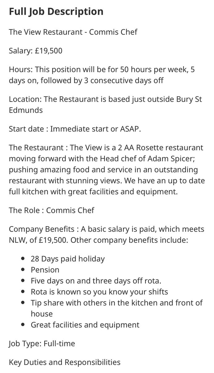 ChefAdamSpicer's tweet photo. 2 X COMMIS CHEFS NEEDED Great rates of pay ,Good work life balance, Fantastic venue &amp; kitchen, 2 rosettes. Give me a DM if interested. https://t.co/mAkFQFTRFw