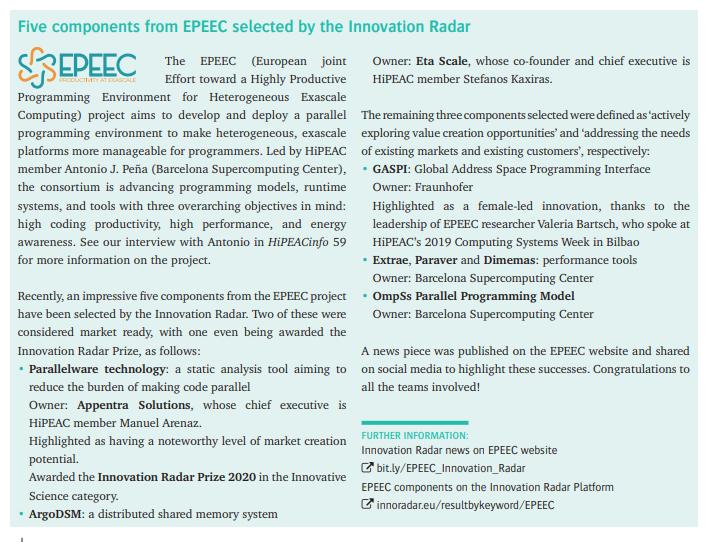 codee_com's tweet photo. Five components from #EPEEC selected by the @InnoRadarEU #Parallelware #Appentra https://t.co/lWWx0dPcPn