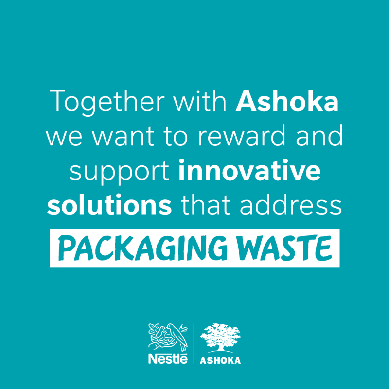 Nestle's tweet photo. Meet our CSV Prize finalists from North America who are creating scalable, locally relevant solutions to tackle packaging waste. @VesselWrks 🇺🇸 is enabling reusable packaging, and @enviroheroes 🇨🇦 is engaging the public in circularity. ♻️🏆 #SustainablePackaging #Innovation