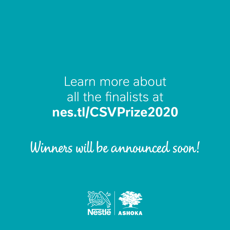 Nestle's tweet photo. Meet our CSV Prize finalists from North America who are creating scalable, locally relevant solutions to tackle packaging waste. @VesselWrks 🇺🇸 is enabling reusable packaging, and @enviroheroes 🇨🇦 is engaging the public in circularity. ♻️🏆 #SustainablePackaging #Innovation