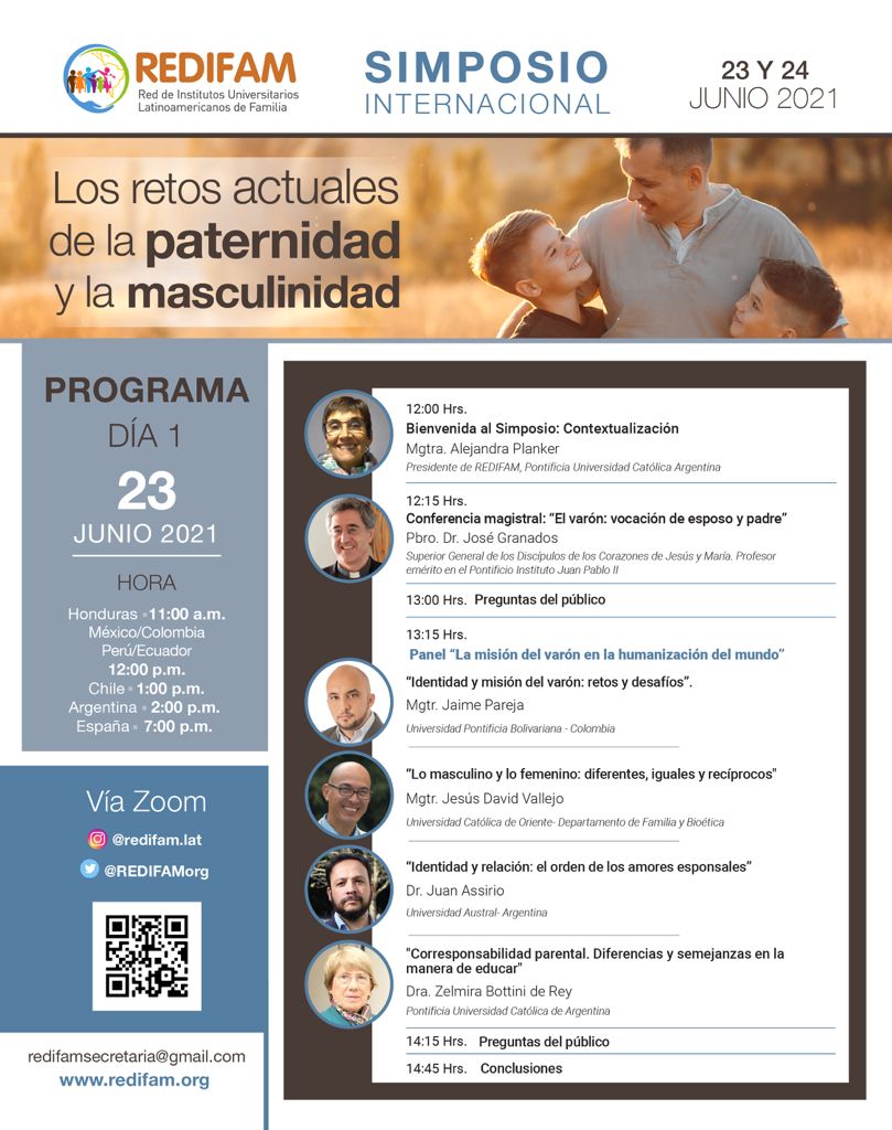 REDIFAMorg's tweet photo. ¡Conoce el programa de nuestro #Simposio "Los retos actuales de la paternidad y masculinidad"
23 y 24 de junio
Inscripción 🔗 https://t.co/6xTDaxwhE6 https://t.co/rpqQ2Wb3zH