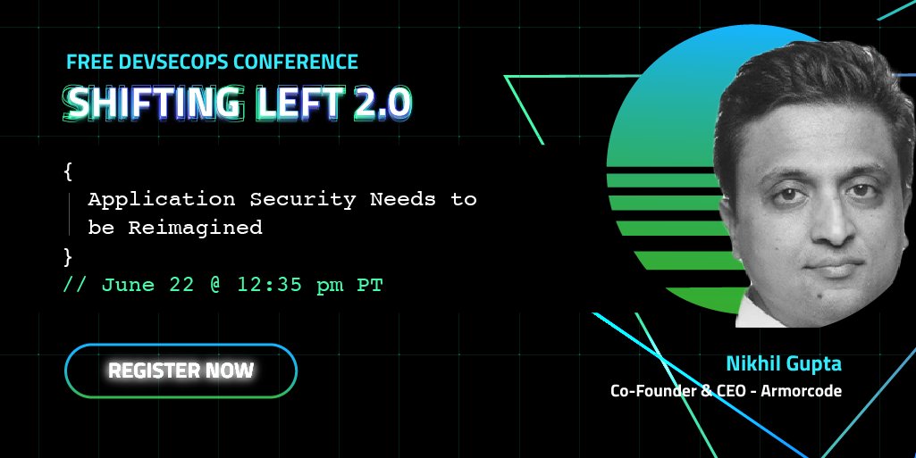 devopsdotcom's tweet photo. You’ve implemented #AppSectools in your DevOps cycle, now what? 

Nikhil Gupta, CEO of @code_armor, shares best practices during his session, “Application Security Needs to be Reimagined,” at #shiftingleftevent. Register for free today: https://t.co/KoPr5TABoQ

@ShiftLeftInc https://t.co/mZk8D0ESmx