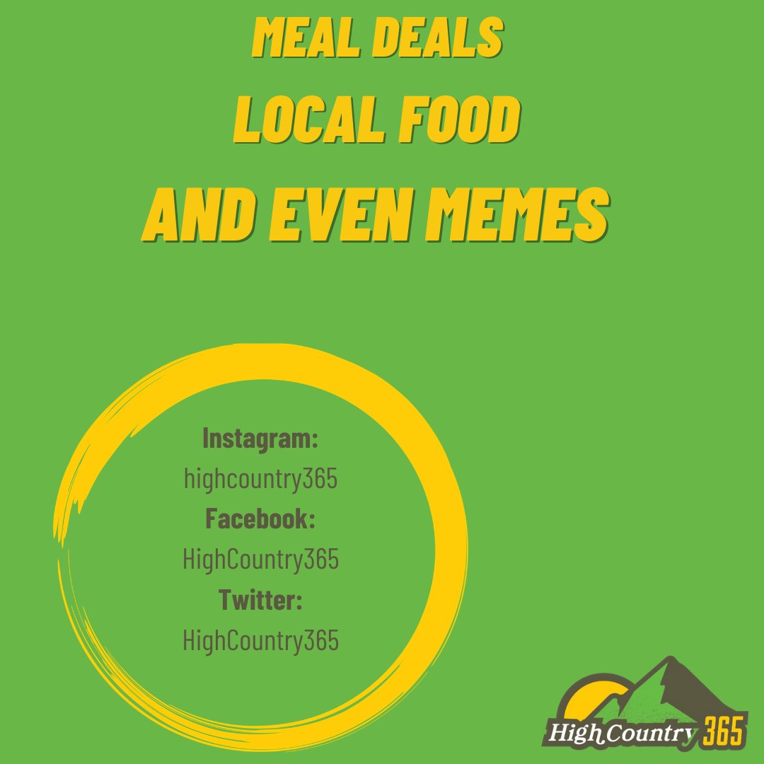 HighCountry365's tweet photo. Do you follow us on Instagram and Facebook? We post stories and giveaways on Instagram, as well as longer posts about the community on Facebook. Don't miss out! 
Instagram: highcountry365 
Facebook: HighCountry365 https://t.co/aF0VVAGkDf