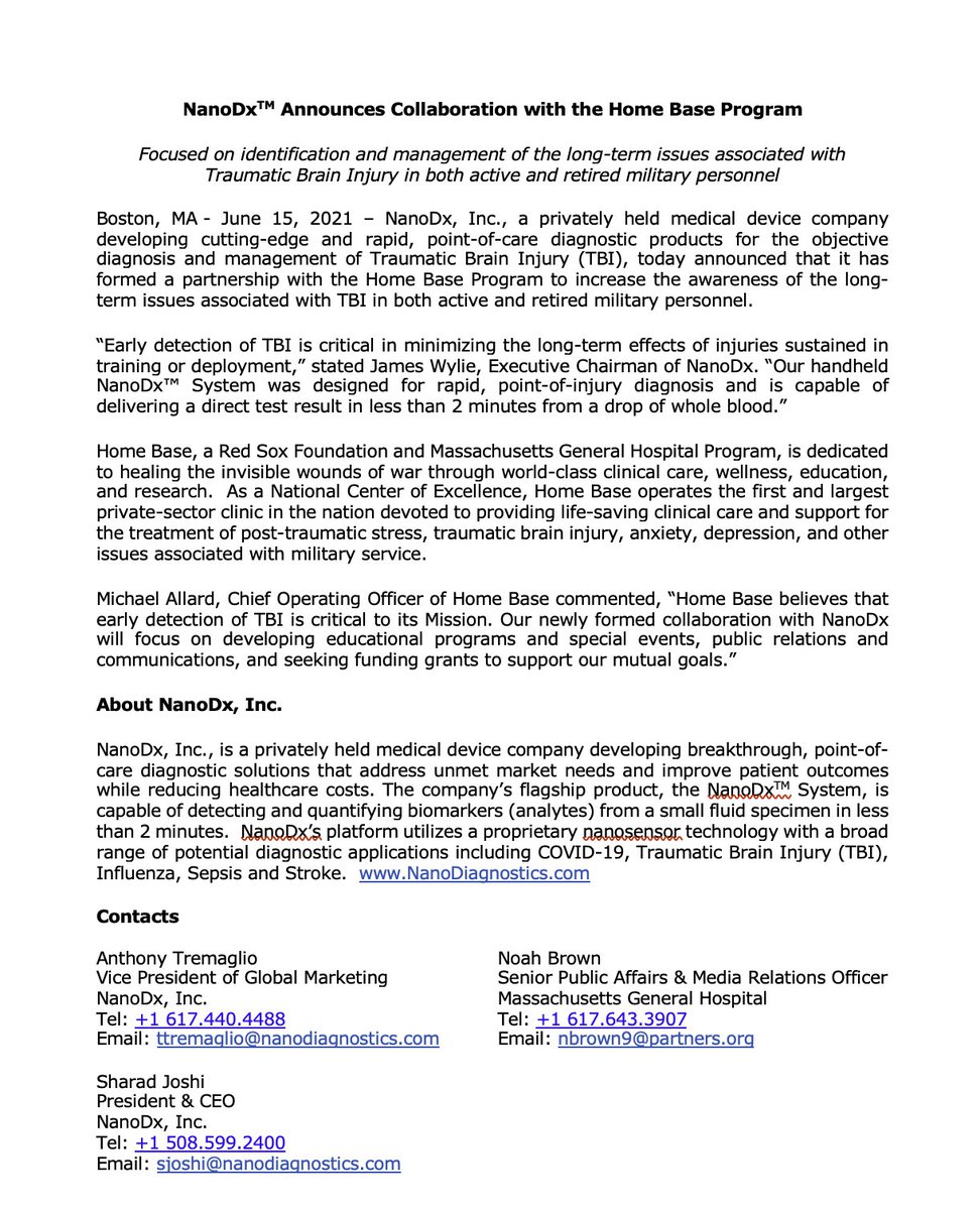 We are excited to announce our collaboration with the Home Base Program, a program focused on identifying and managing the long-term issues associated with traumatic brain injury in both active and retired military personnel.