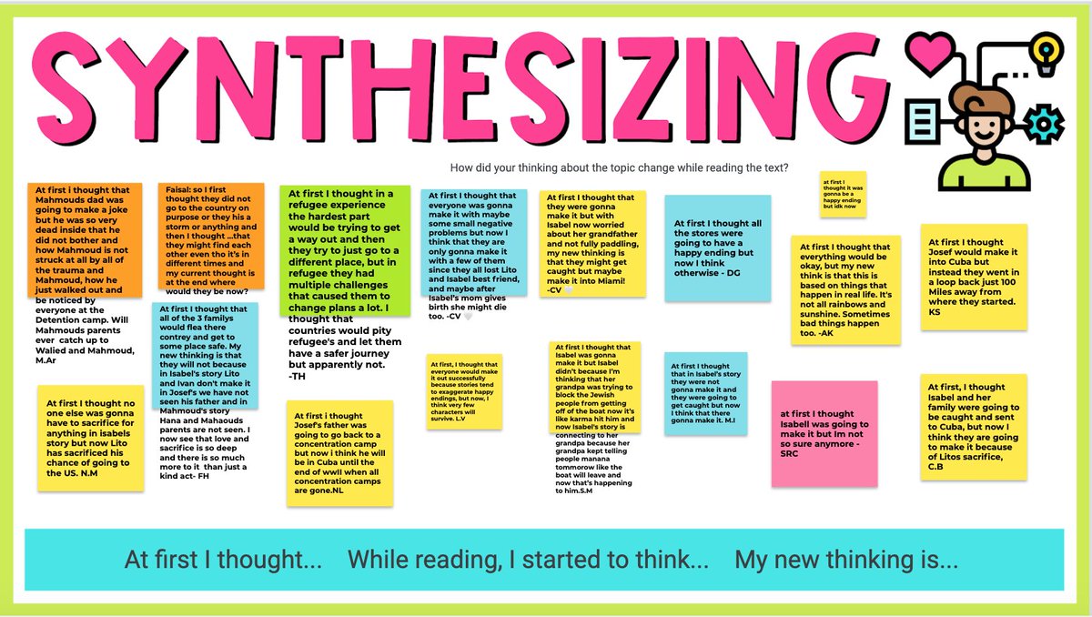 DejongeSusan's tweet photo. Ss in Class 6S Success practice synthesizing as we near the end of Refugee by @AlanGratz . Today, a S said, " I looked ahead and there are no more chapters on Josef!" A stream of predictions followed... #readingcommunity https://t.co/HiujCXqlm2