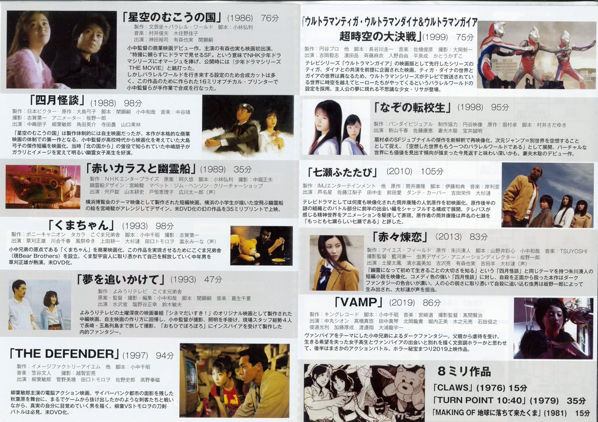 小中和哉 小中和哉ファンタスティック映画祭の上映作品とスケジュールです 星空のむこうの国 1986 は連日上映があり ７月3 9日は 赤いカラスと幽霊船 10 16日は 夢を追いかけて が 星空 と同一プログラムで見られます その他 四月怪談