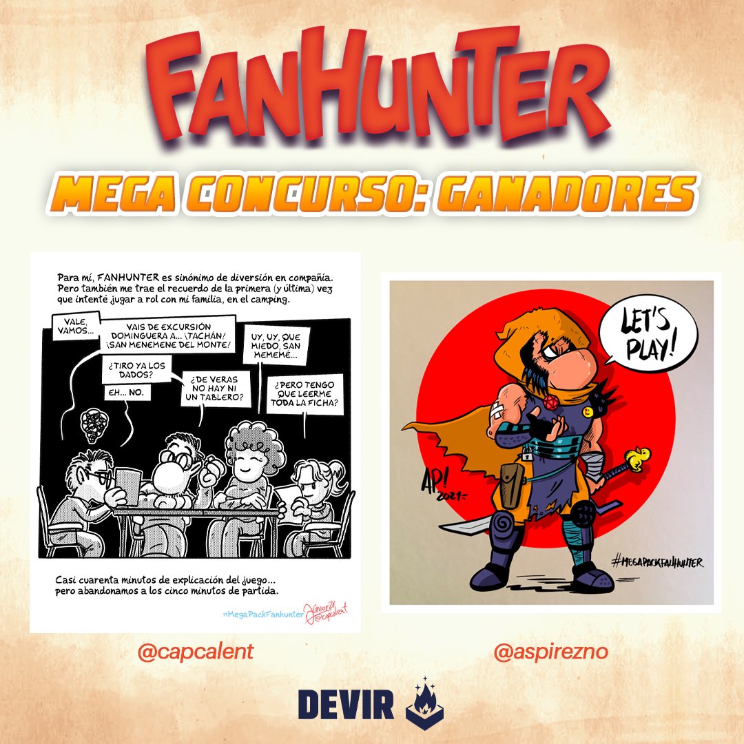 DevirIberia's tweet photo. Ya tenemos ganadores para nuestro concurso #MegaPackFanhunter Nuestros jueces han elegido a: @capcalent y @aspirezno 🥳🎉
¡Enhorabuena! Nos pondremos en contacto con vosotros por privado 😉
¡Muchas gracias a todos por participar! ❤️ https://t.co/f2tvdVYi9V