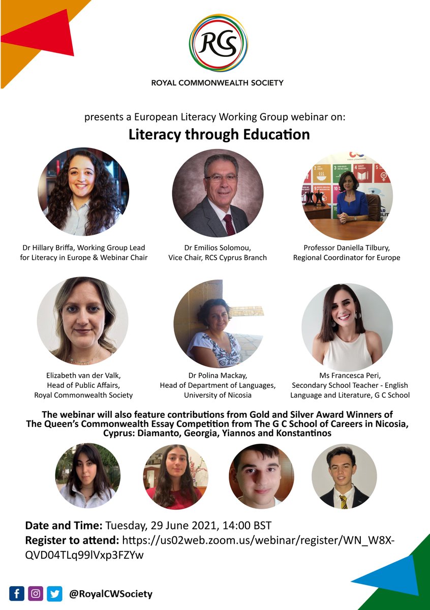 Join our #Literacy Working Group for #Europe for a webinar titled 'Literacy through Education' on Tues 29 June, 1400 BST. The discussion will focus on the role The Queen's Commonwealth Essay Competition plays in advancing literacy across the #Commonwealth: ow.ly/i18v50FaONO
