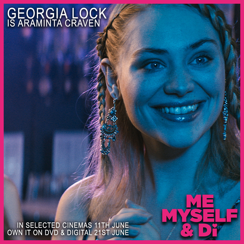 In #MeMyselfandDi @GeorgiaUnlocked plays Araminta. When singleton Janet wins a trip to a caravan park, Araminta's shy brother takes a shine to her, but is the family meeting Janet, or Jeanette De Brun, her new alter ego? See it in cinemas! Pre-order bit.ly/MeMyselfDi