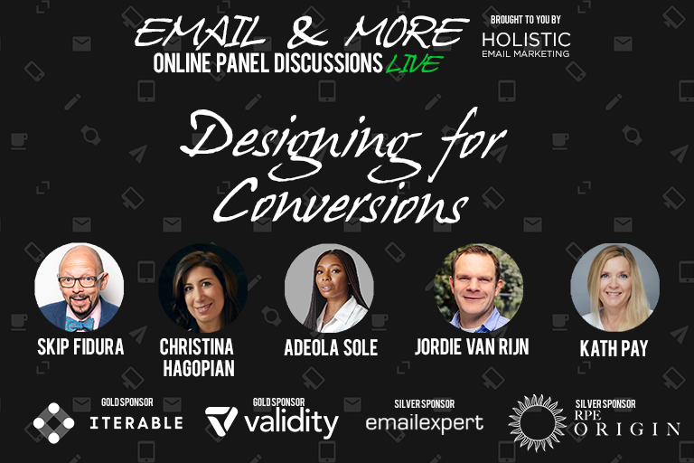 [Email &amp; More: Designing For Conversions]
 Join us for this panel on Jun 22 as we get down to brass tacks and talk about conversions, that all-important KPI, &amp; how to design for them. With experts <a href="/emailmonday/">Jordie - eMailMonday</a> @Ms_Sole <a href="/skipfidura/">Skip Fidura</a> <a href="/HagopianInk/">HagopianInk</a> &amp; <a href="/kathpay/">Kath Pay</a>
 buff.ly/3wtvS4e