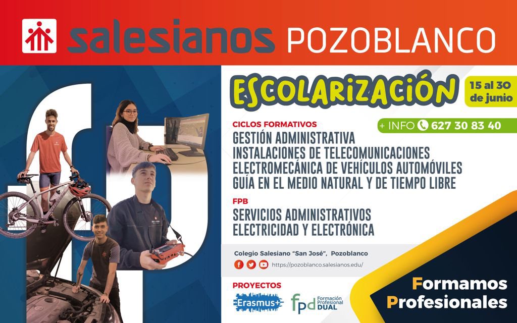 SalesianosPZB's tweet photo. En el dia de hoy, ha comenzado el periodo de escolarizacion para solicitar plaza en nuestros Ciclos Formativos de Grado Medio y Formación Profesional Básica. Ven a nuestro centro. No te quedes sin tu plaza! TE ESPERAMOS https://t.co/LLTDHYqZ7p